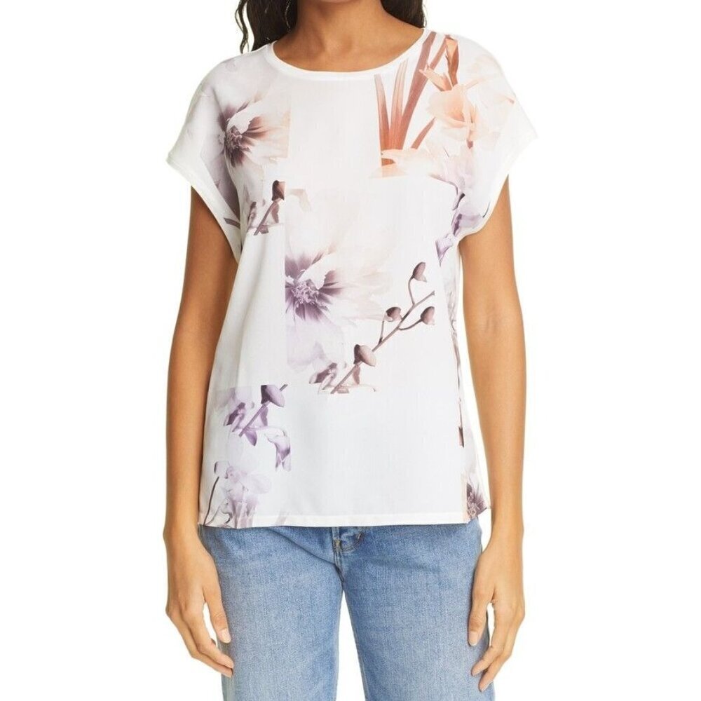 Ted Baker Lylie Floral Top White Printed Size 1/Small